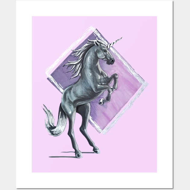 Rearing Unicorn Wall Art by Lady Lilac